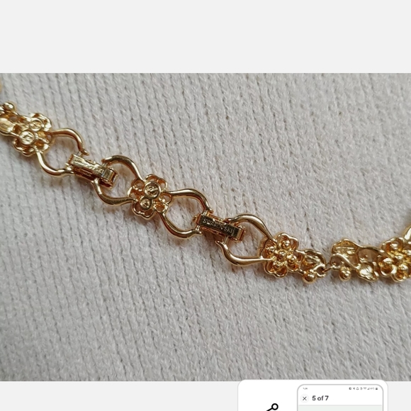 Retired Daniel Swarovski Signed Wedding Flower Rose Gold Crystal Necklace - Picture 7 of 8
